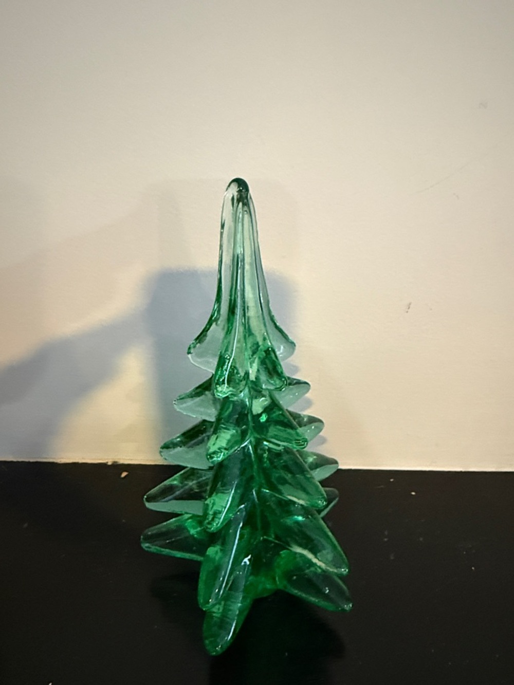 Vintage Green Glass Holiday Tree Decorative Figurine - Picture 2 of 3